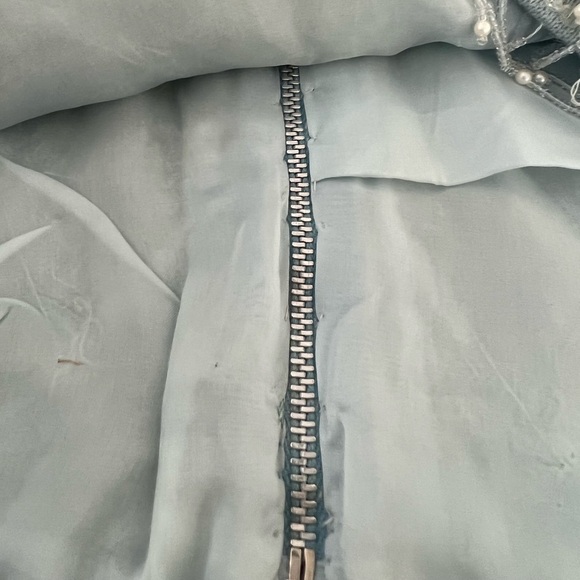 Vintage baby blue iridescent sequin pearl retro flapper top M - Picture 5 of 8